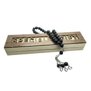 Black Aqeeq Stone Tasbeeh (Original) | 33 Beads | 10 MM Size | Religious Islamic Tasbih Gift - Image 3