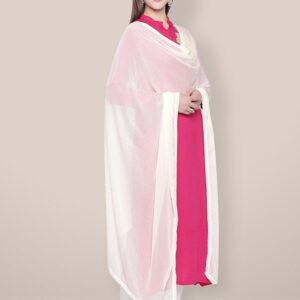 Plain Crinkle Chiffon Dupatta White - Image 1