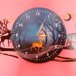 Forest Figure Deer Blue Jungle Clock Wall Clock, Fancy Clocks For Bedroom and Drawing Room