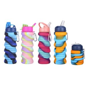 Expandable Silicone Sipper Water Bottle for Sports, Trekking, Cycling, Gym, School Water Bottle with Snap Hook 500 Ml (random color) - Image 5