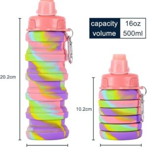 Expandable Silicone Sipper Water Bottle for Sports, Trekking, Cycling, Gym, School Water Bottle with Snap Hook 500 Ml (random color) - Image 1