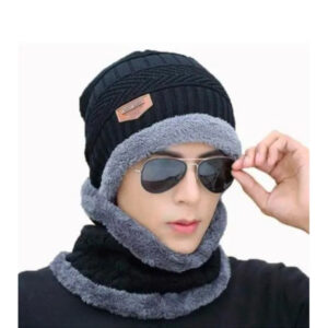 Couple Pack of 2 Combo - woolen winter beanie Head cap with neck warmer muffler for men and women - Image 4
