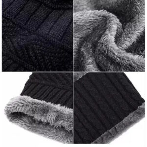 Head & Neck Cap Beanies Combo - woolen winter beanie cap with neck warmer muffler for men and women (Black) - Image 3