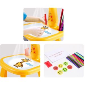 Giraffe Small Size Art Drawing Board Leds Projector Light Toy Children Kids Painting Table Small Desk  (with Box Packing)(Random Color) - Image 4