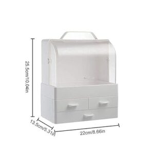 Makeup Organizer Modern Cosmetic White Storage Box | Portable Handle Fully Open Waterproof Lid Dust Proof 3 Drawers Great for Bathroom, Dresser, Counter top - Image 5