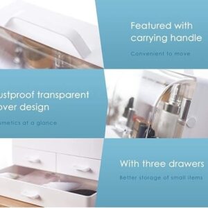 Makeup Organizer Modern Cosmetic White Storage Box | Portable Handle Fully Open Waterproof Lid Dust Proof 3 Drawers Great for Bathroom, Dresser, Counter top - Image 2