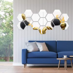 (pack of 12)  3d acrylic Hexagon Simple Mirror-Surface Geometric DIY Art Mural for Home Decoration Wall - Image 2