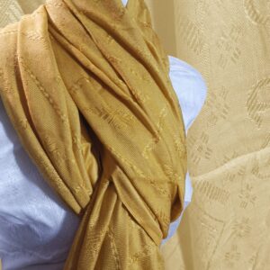 Staple Wool Self Printed Shawl - Mustard Color - Image 4