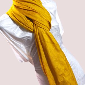 Staple Wool Self Printed Shawl - Mustard Color - Image 2