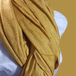 Staple Wool Self Printed Shawl - Mustard Color - Image 1