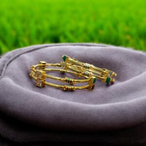 Indian Gold Plated AD Zircon MinaKari Banlges For Womens - Image 4