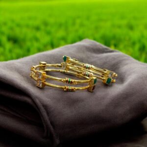 Indian Gold Plated AD Zircon MinaKari Banlges For Womens - Image 5