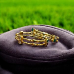 Indian Gold Plated AD Zircon MinaKari Banlges For Womens - Image 3