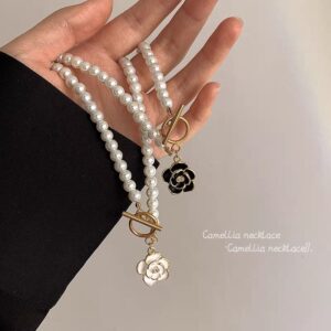 Elegant Korean Camellia Pendant light luxury niche pearl for girls - Image 3