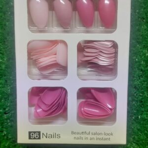 96 Pcs Fake Nails Multicolor for girls (without glue) - Image 1