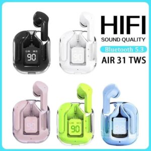 Air31 Digital Display Case Wireless Air 31 Crystal Transparent Body Gaming Earbuds (WithOut Pouch) - Image 3