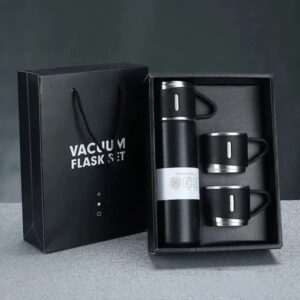 3 Cup 500 Ml Double-Layer Stainless Steel Vacuum Flask Set  ( Random Color ) - Image 3