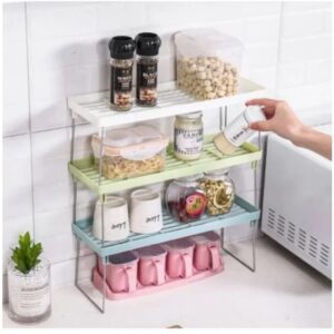 Folding Stack up shelf for spice jars Cabinet Shelves foldable Shelf Stand Spice Jars Rack Cupboard Storage Support Kitchen accessories Pantry Organizer - Image 2