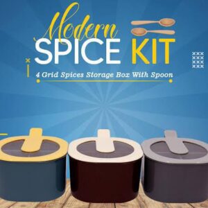 4 In 1 Modern spice kit, partition kitchen seasoning box, 4 Portions spice box with free spoon Modern Spice Kit - Spice Jar (Random Color) - Image 5