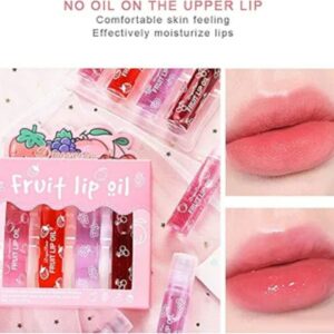 Pack of 4 - Fruit Lip Oil Non-Sticky Set In Peach, Grape, Strawberry, Cherry Flavor - Image 3