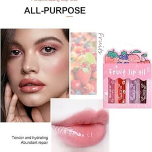 Pack of 4 - Fruit Lip Oil Non-Sticky Set In Peach, Grape, Strawberry, Cherry Flavor - Image 2