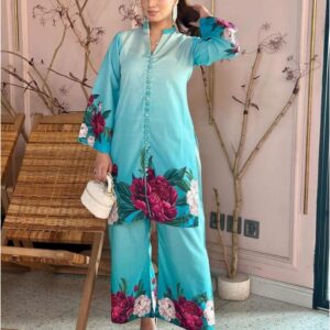2 pcs Printed Veronica Silk Shirt & Trouser - Image 3