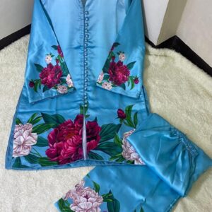 2 pcs Printed Veronica Silk Shirt & Trouser - Image 4