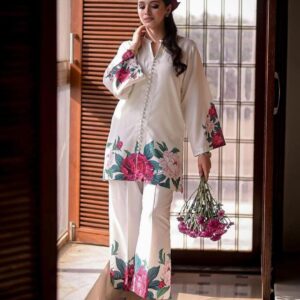 2 pcs Printed Veronica Silk Shirt & Trouser - Image 1