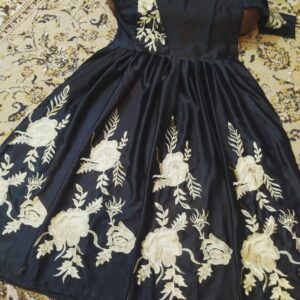 1 Pc Embroidered Round Neck Silk Maxi - Image 3