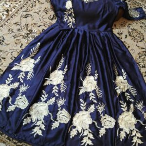 1 Pc Embroidered Round Neck Silk Maxi - Image 2