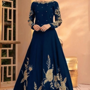 1 Pc Embroidered Round Neck Silk Maxi - Image 4
