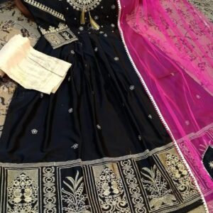 3pcs Neck,Border Heavy Embroidery With Two Colours Dupatta - Image 4