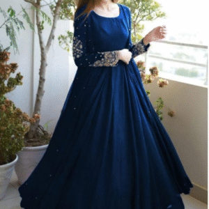 3 Piece Heavy Embroidered With Front And Back Pearls Attached Gown With Maxi Trouser - Image 4