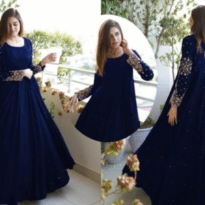 3 Piece Heavy Embroidered With Front And Back Pearls Attached Gown With Maxi Trouser - Image 1