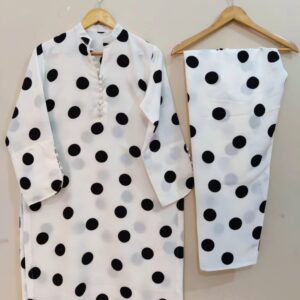 2pc Front back both Printed Buttons stitched Premium Quality Shirt & Trouser - Image 1