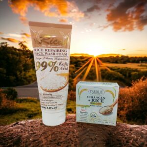 Kit 2 Pcs Deep Facial Cleanser And Repairer With Rice Extract Eliminates Fats And Impurities 150ML Yardlie Clarifying Hyaluronic Acid Rice Scrub + Collagen Beauty Cream - Image 4