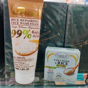 Kit 2 Pcs Deep Facial Cleanser And Repairer With Rice Extract Eliminates Fats And Impurities 150ML Yardlie Clarifying Hyaluronic Acid Rice Scrub + Collagen Beauty Cream - Image 1