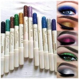 Pack of 12 Flormar Glitter multipurpose pencils Glitter Eyeliner Pencils - Metallic Colors Eyeliners Eyeshadow Pencil Set, Natural Long Lasting (Random Color) - Image 4