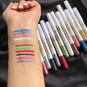 Pack of 12 Flormar Glitter multipurpose pencils Glitter Eyeliner Pencils - Metallic Colors Eyeliners Eyeshadow Pencil Set, Natural Long Lasting (Random Color) - Image 3