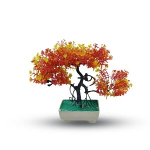 Orange Artificial Bonsai Tree ( 1 Piece )?    Bonsai Tree Room Decor for Home, Office & Bedroom | Best Artificial Pot - Image 2