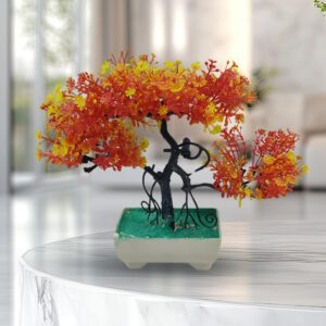 Orange Artificial Bonsai Tree ( 1 Piece )?    Bonsai Tree Room Decor for Home, Office & Bedroom | Best Artificial Pot - Image 3