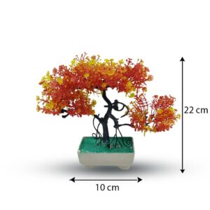 Orange Artificial Bonsai Tree ( 1 Piece )?    Bonsai Tree Room Decor for Home, Office & Bedroom | Best Artificial Pot - Image 1