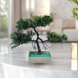 Green Artificial Bonsai Tree ( 1 Piece )?   Bonsai Tree Room Decor for Home, Office & Bedroom | Best Artificial plaster Pot - Image 4