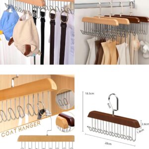 8 Hooks Wooden Clothes Hanger With Tie Rack Belt Hangers with 360?Rotating - Image 3