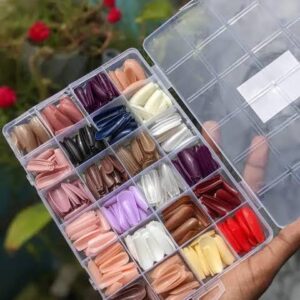 576 Pcs Reusable Fake Nails with Box ? Beautiful Variety of Colors | Best Fake Nails For Girls ( Random Color Nails ) - Image 2