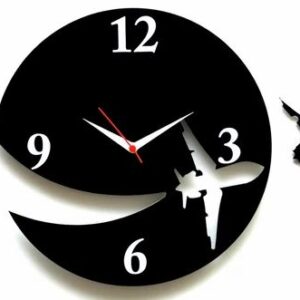 3D Wooden wall clock With Airplane Designer Theme for Home & offices - Image 1