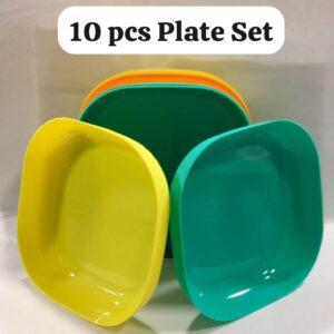 (NW000395) 10 Pcs Multi-function Spit Bone Plate Set Household Food Grade Plastic Elliptical Plate Set - Image 1