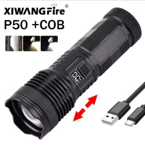 Most Powerful P50 FlashLight Flash light 5 Modes Usb Zoom Led Torch Built-in 18650 Battery Camping, Fishing - Image 4