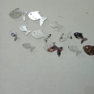 30 Pcs  Acrylic Fishes Mirror Wall Art Decor Fishes Mirror Stickers Decals for Kids Girls Bedroom Bathroom Playroom silver - Image 4