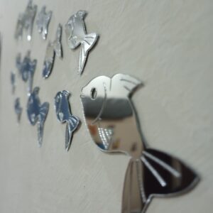 30 Pcs  Acrylic Fishes Mirror Wall Art Decor Fishes Mirror Stickers Decals for Kids Girls Bedroom Bathroom Playroom silver - Image 3